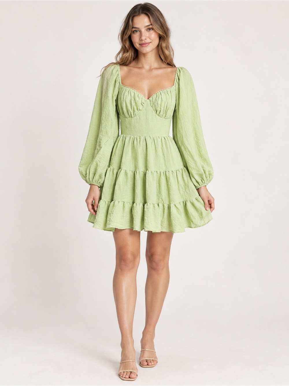 Princess Polly the Danny Long Sleeve Mini Dress in green 4 s3
